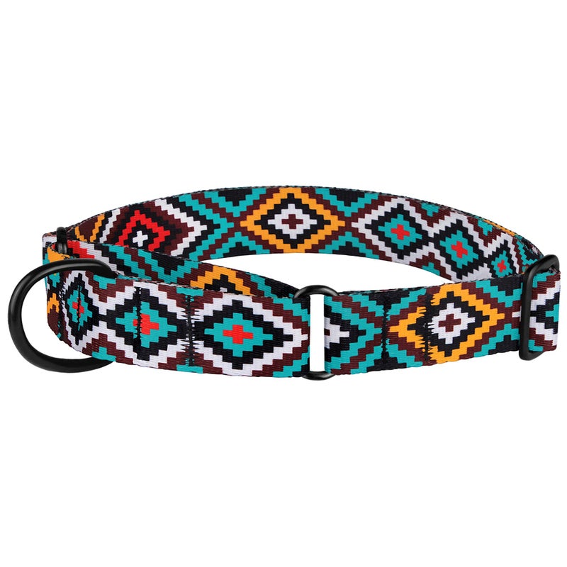 CollarDirect Aztec Martingale Collars for Dogs Heavy Duty Tribal Pattern Safety Nylon Training Collar Large Medium Small (Ethnic Teal, M, Neck Size 12"-17") - Image 3